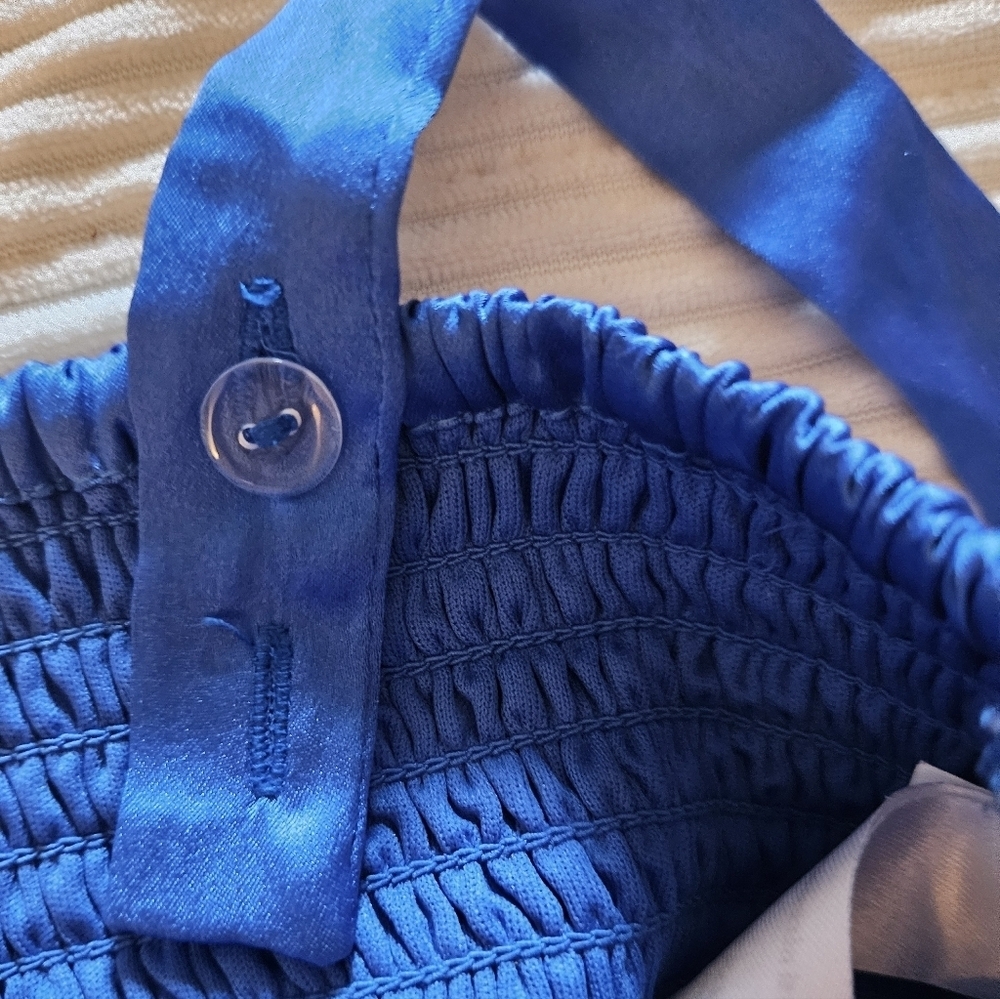 BOG Collective Blue Ruched Tank Top Size L - Picture 7 of 10